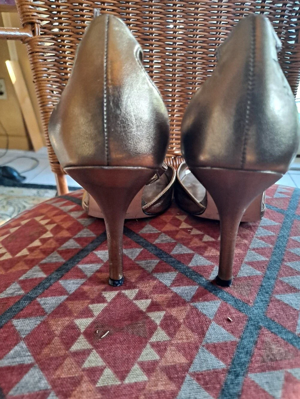Nina Metallic Gold T-Strap Gemstone High Heels